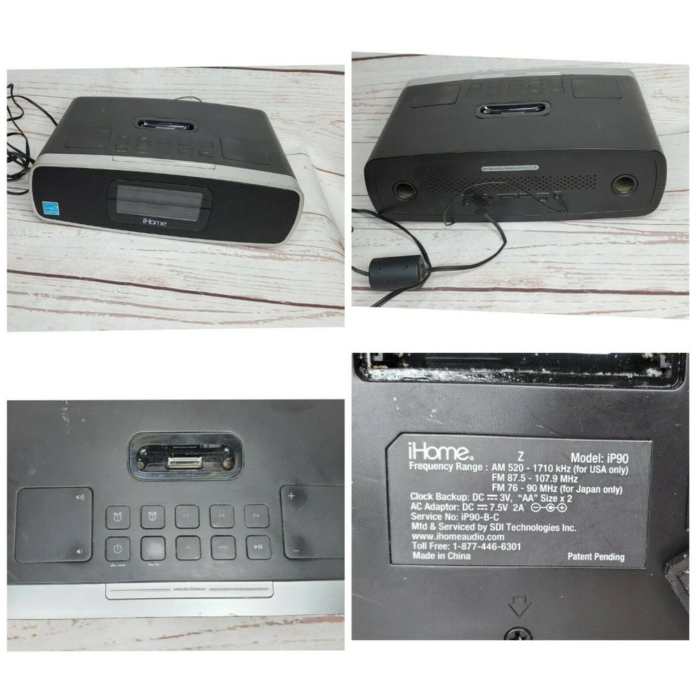 iHome Model Ip90 am/FM alarm Clock Radio For IPhones Docking Station
